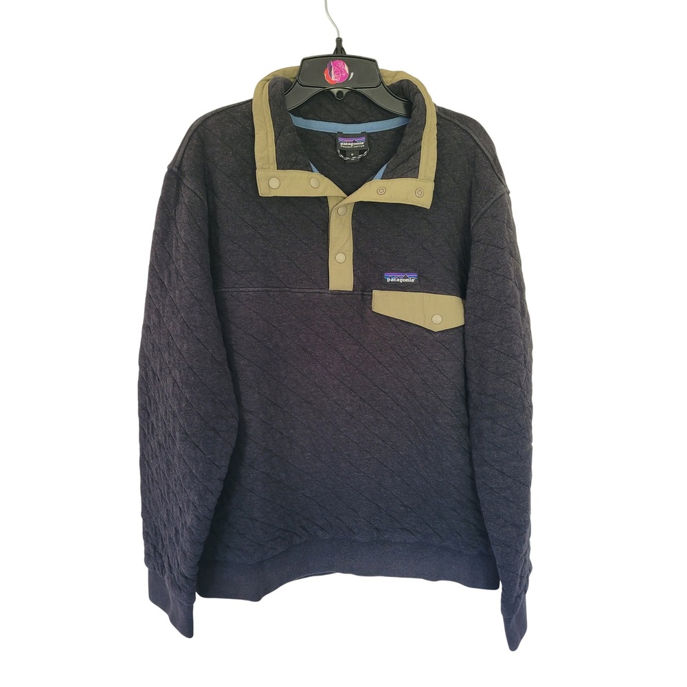 Patagonia Organic Cotton Quilt Snap-T Pullover Grey Tan Mens Medium 25371 #13